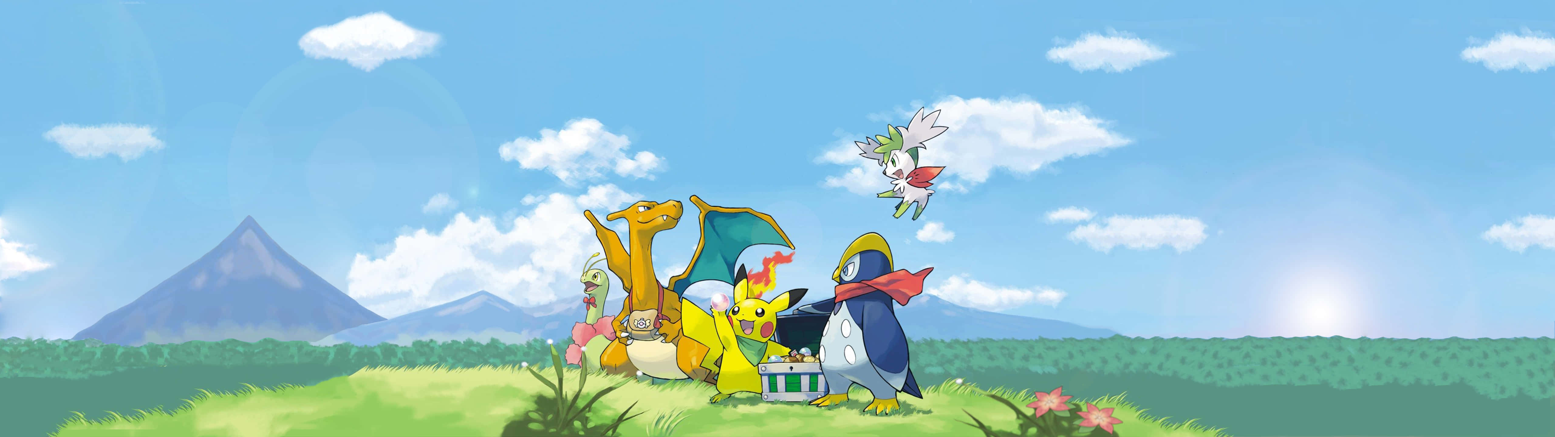 Pokemon Friends Enjoying Picnic Super Ultra Wide Wallpaper