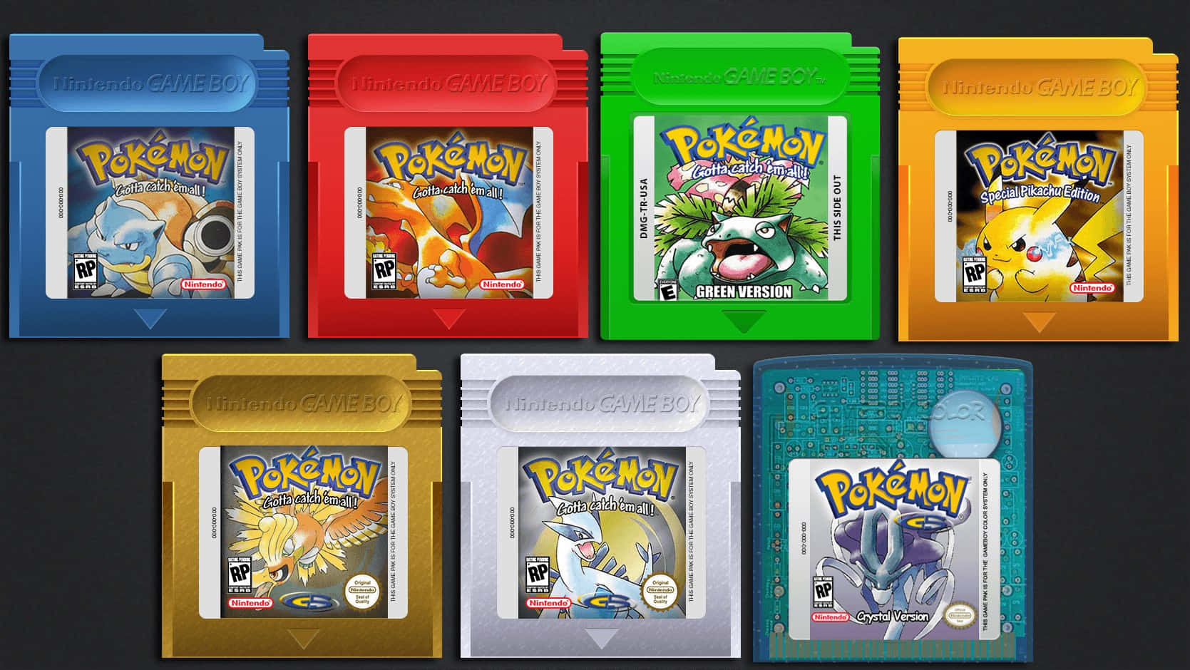 Pokemon Gameboy Cartridge Collection Wallpaper