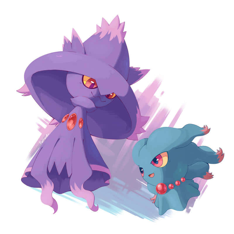 Pokémon Mismagius And Misdreavus In White Wallpaper