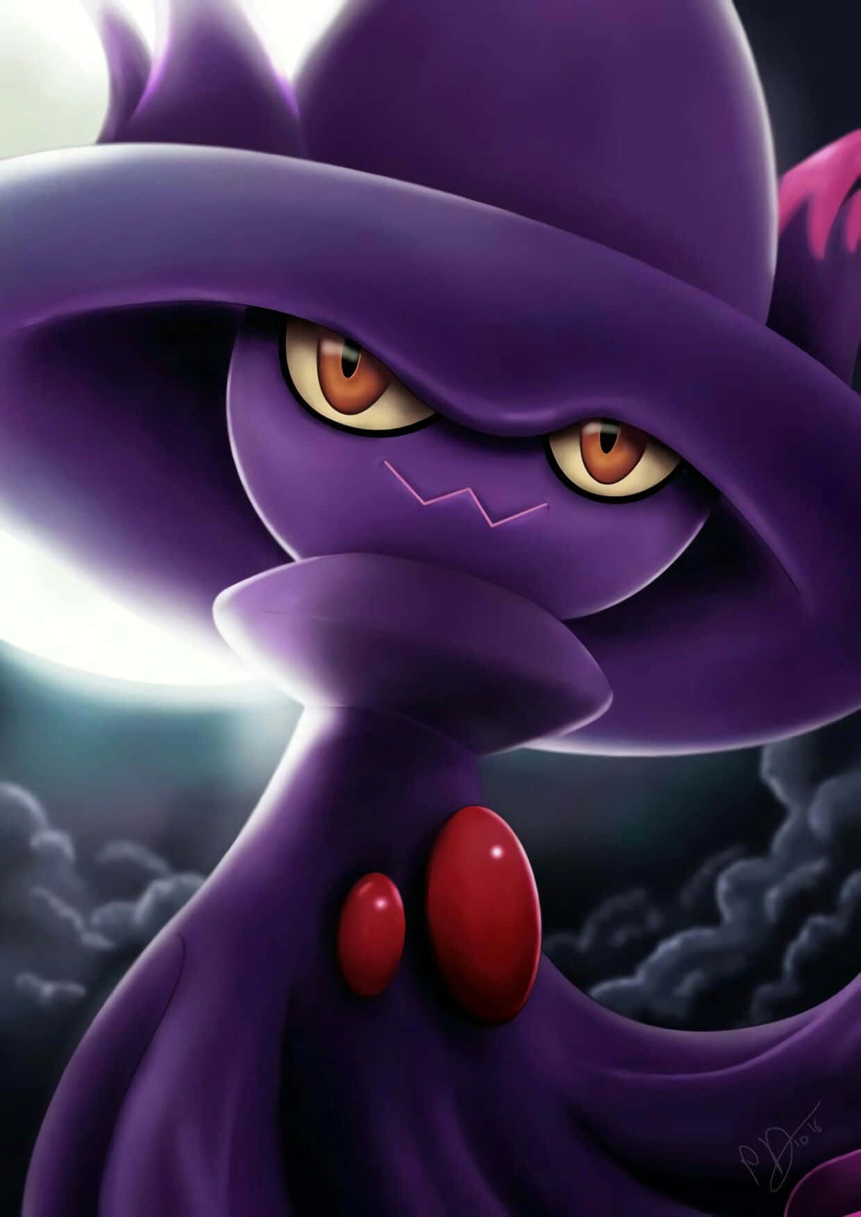 Pokémon Mismagius With Bright Moon Wallpaper