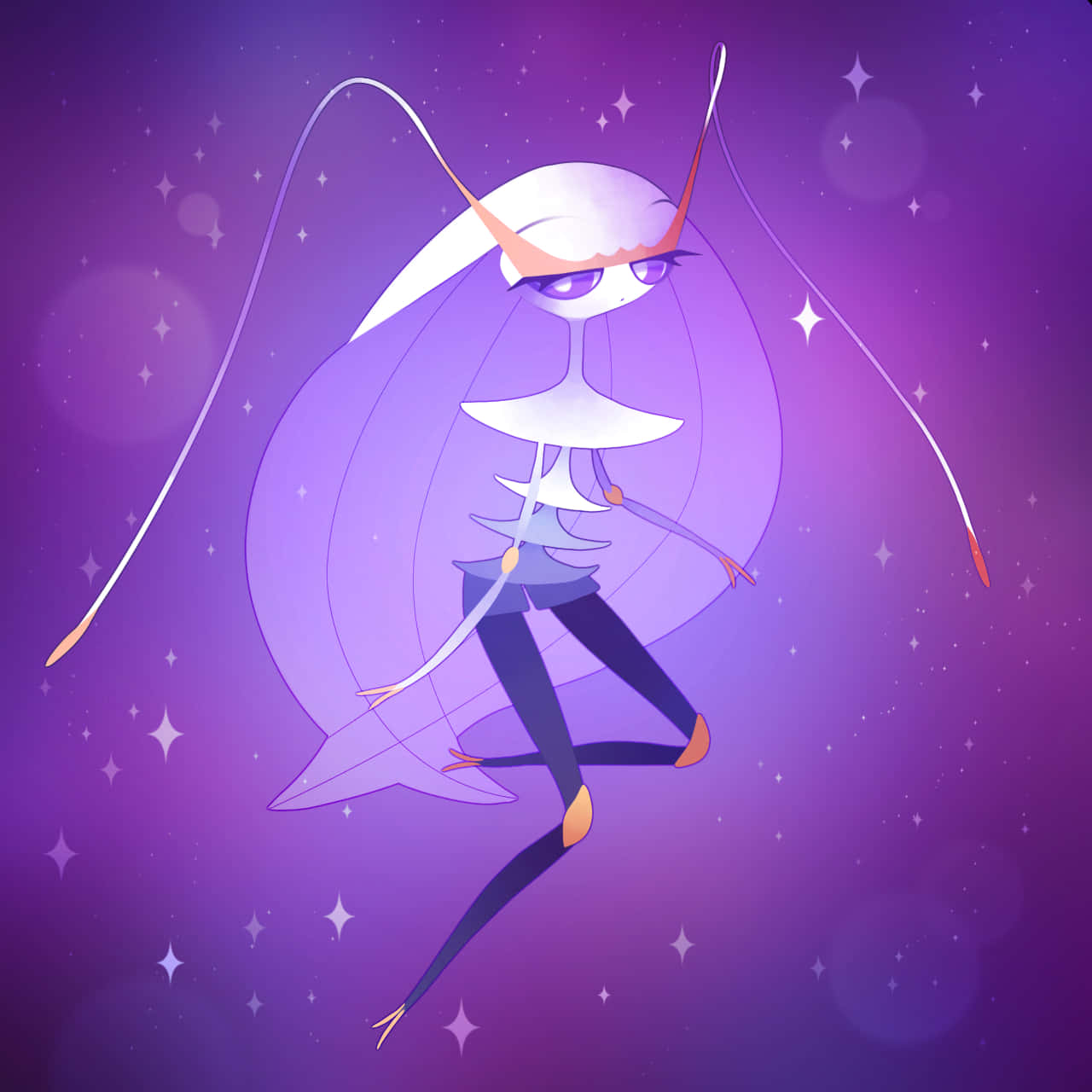 Pokemon Pheromosa With Sparkling Purple Background Wallpaper