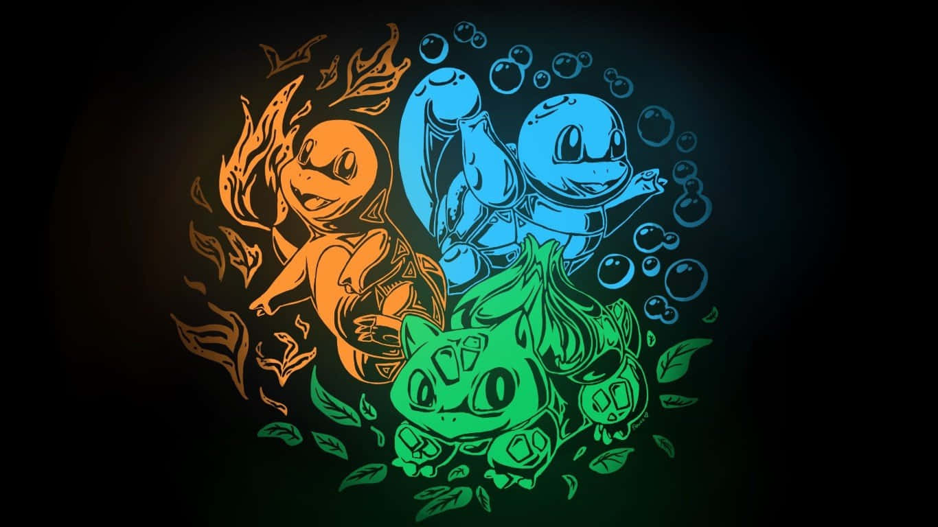 Pokemon Starters Tribal Art Wallpaper