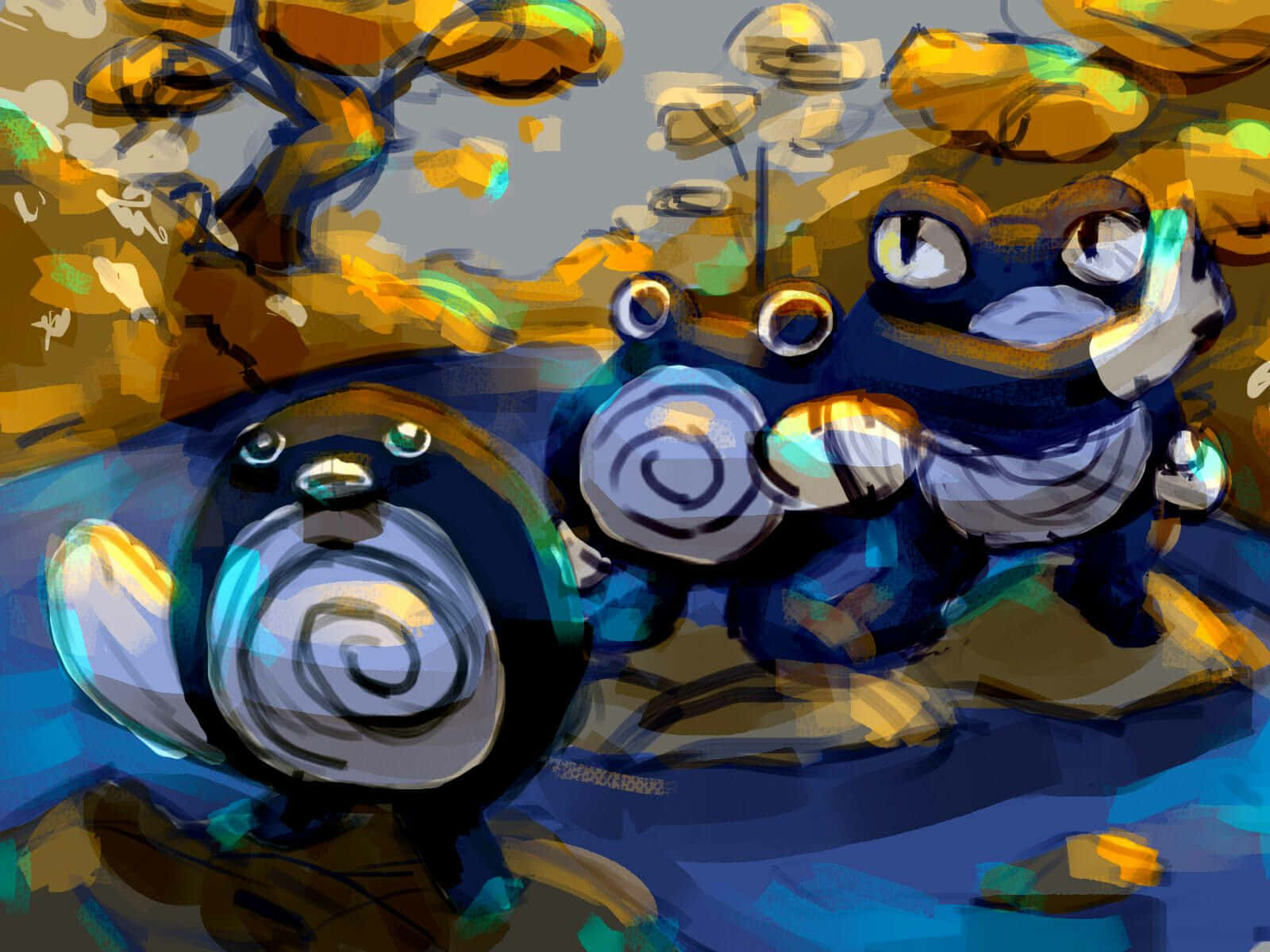 Poliwag Politoed Poliwhirl Artwork Wallpaper