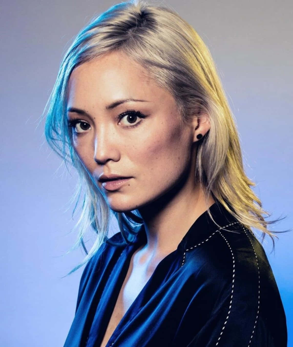 Pom Klementieff Portrait Blue Tones Wallpaper