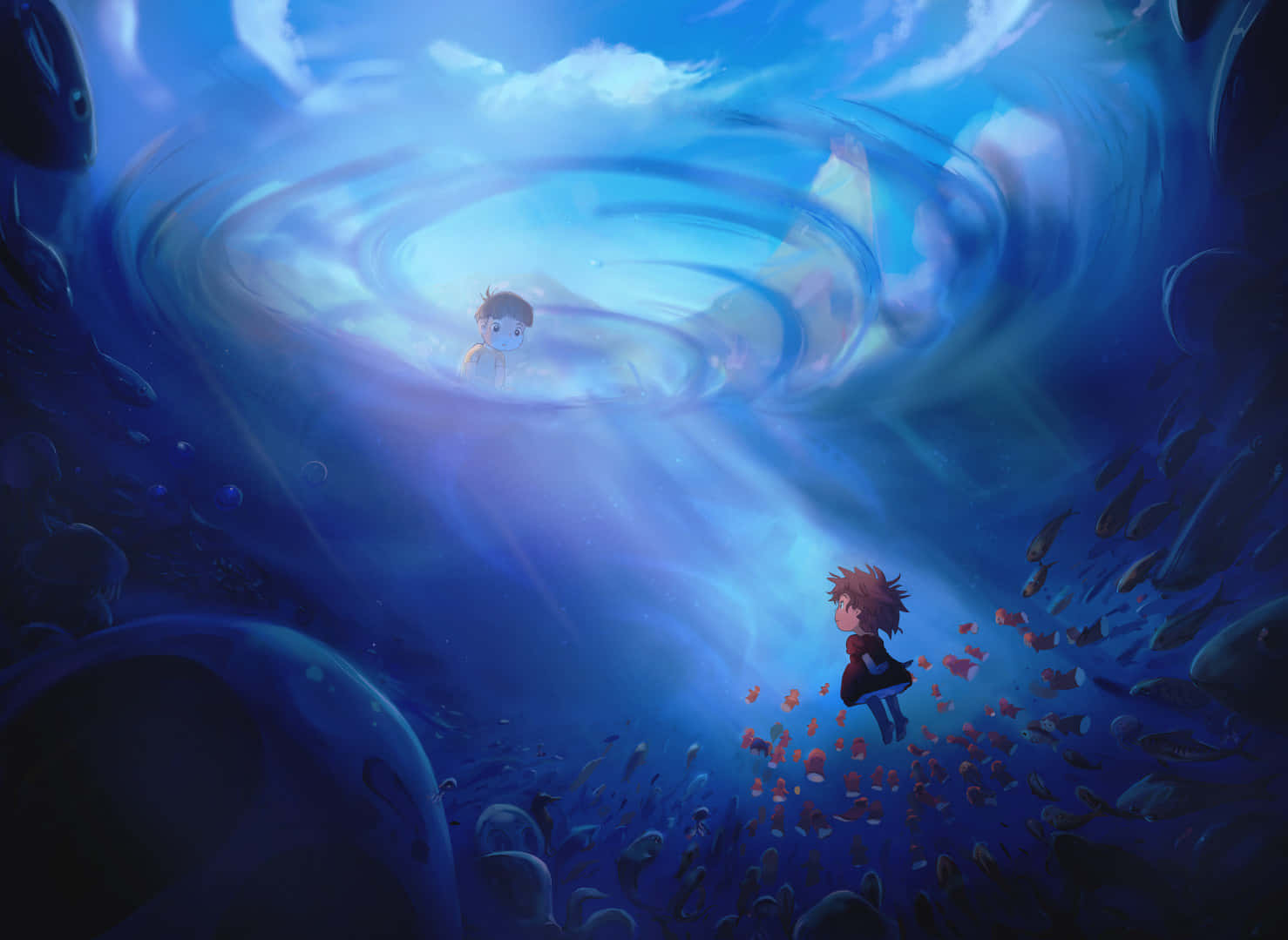 Ponyo_and_ Sosuke_ Underwater_ Adventure Wallpaper