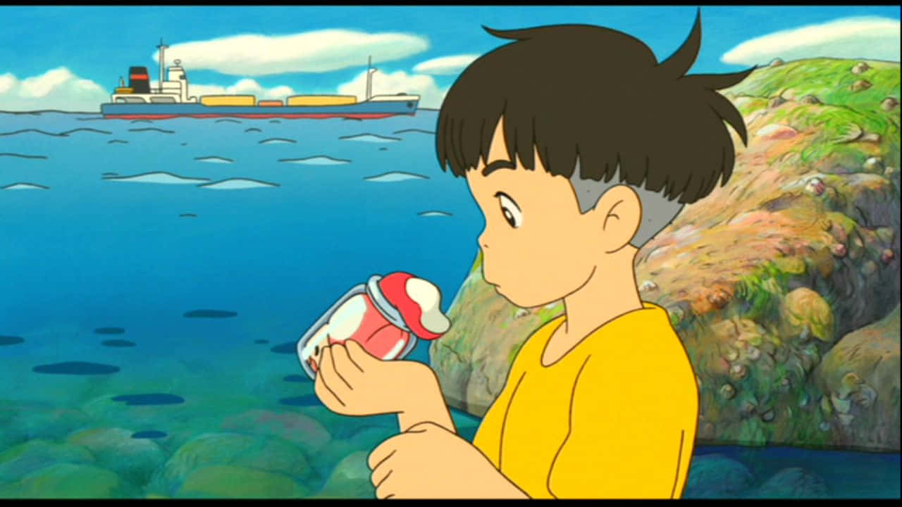 Ponyo Seaside Scenewith Sosuke Wallpaper