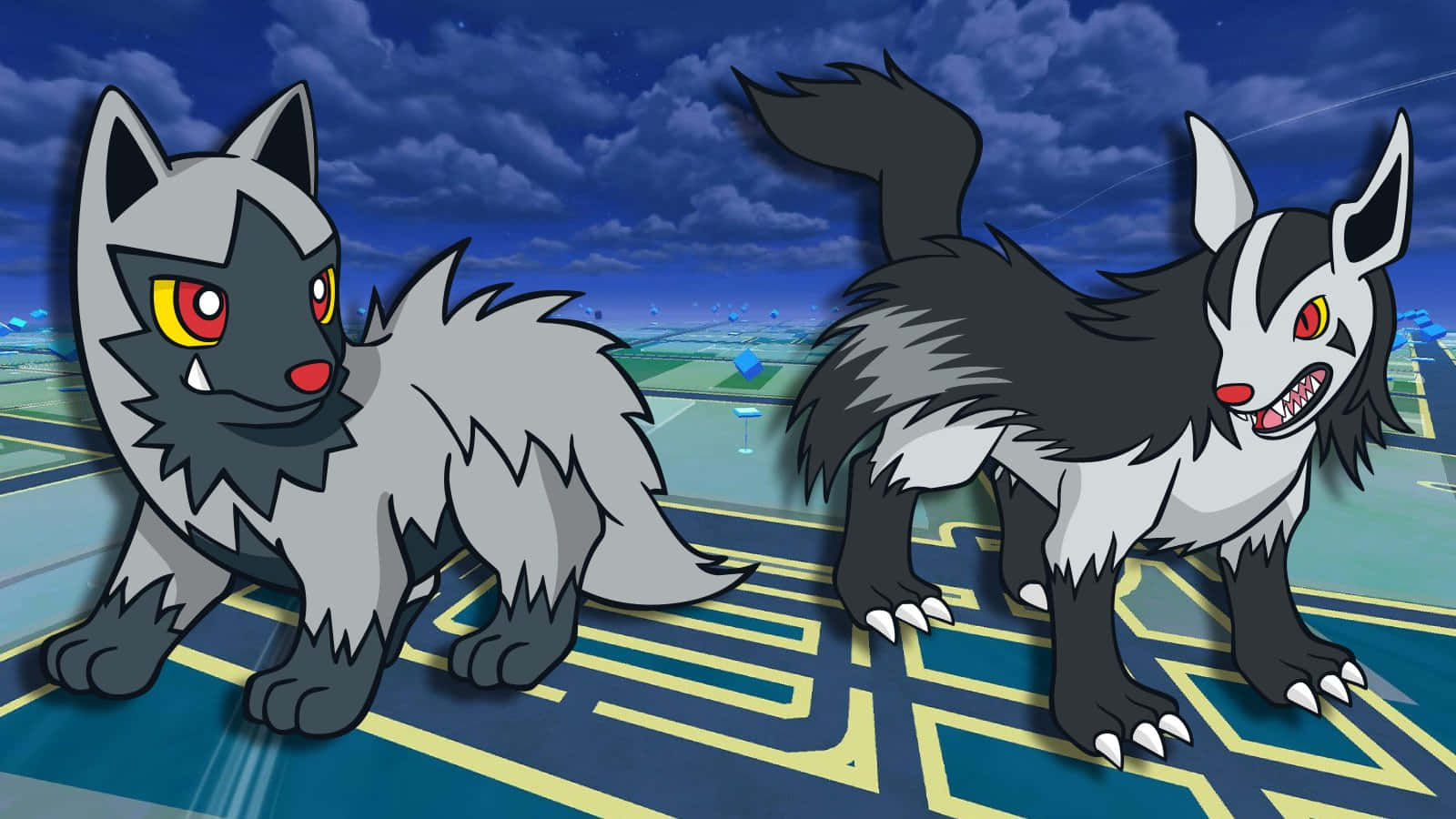 Poochyenaand Mightyena Pokemon Illustration Wallpaper