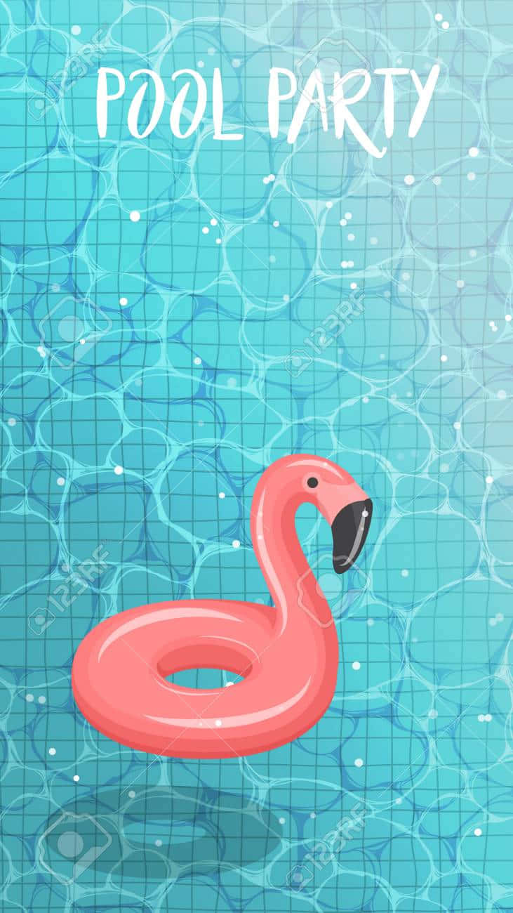 Pool Party Flamingo Float Graphic Wallpaper