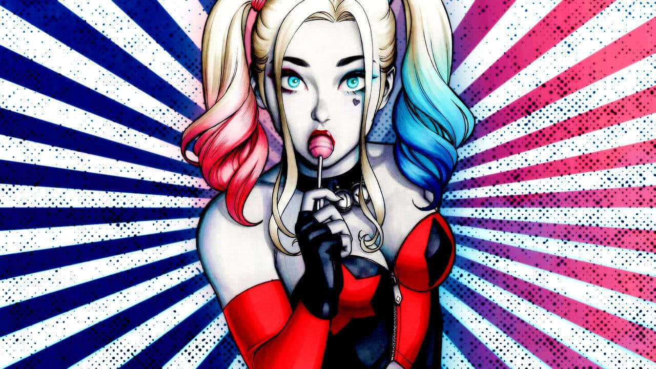 Pop Art Harley Quinn With Lollipop Wallpaper