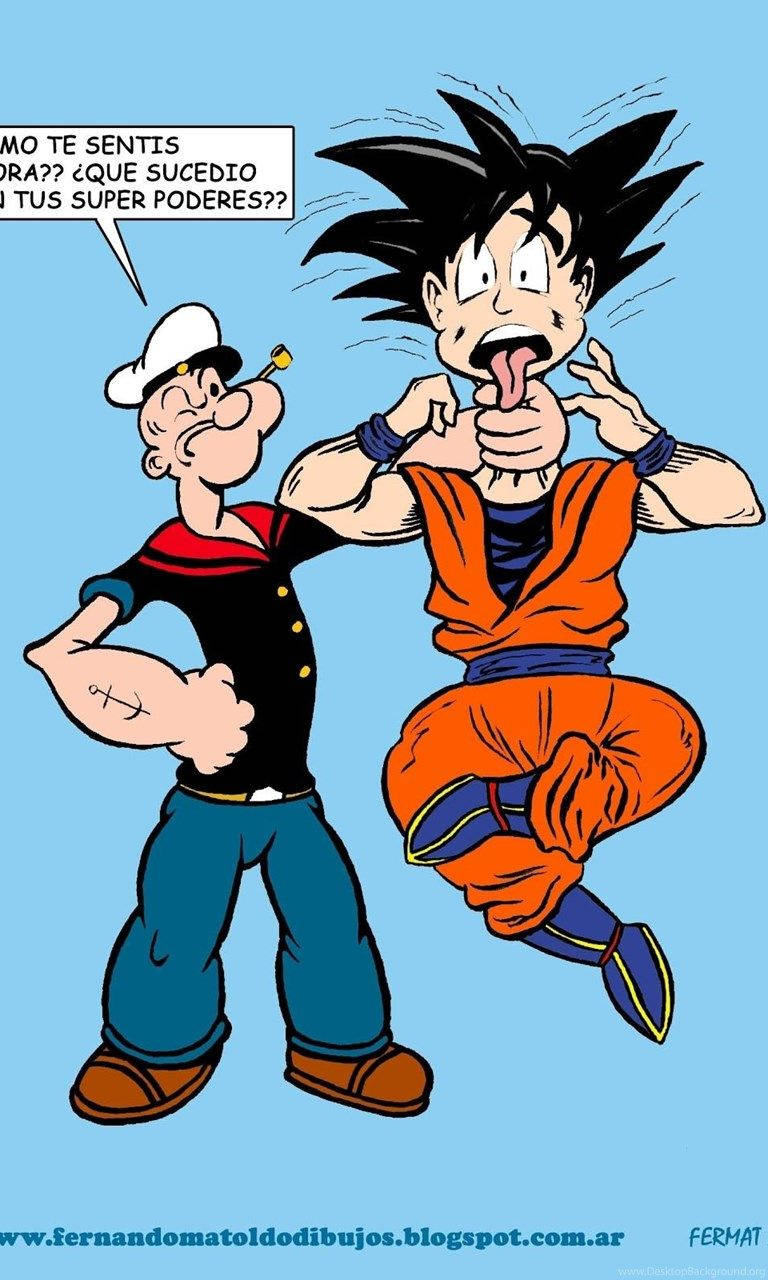 Popeye Choking Goku Wallpaper