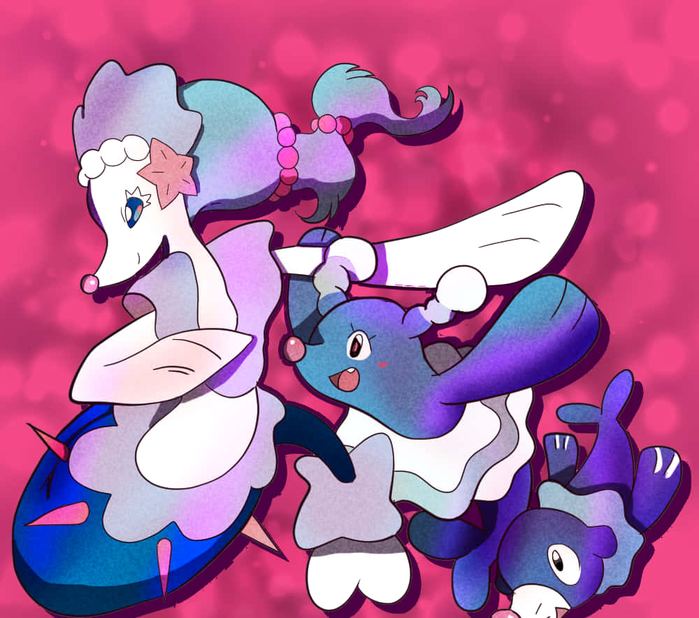 Popplio Brionne And Primarina Pink Background Wallpaper