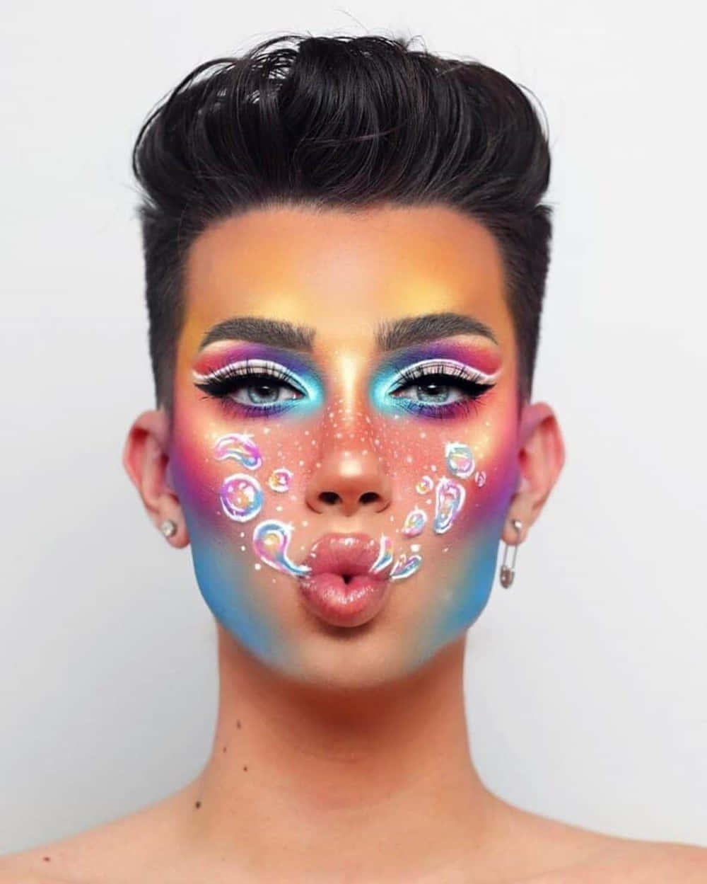 Popular Makeup Artist James Charles Wearing A Bold, Bright Look. Wallpaper