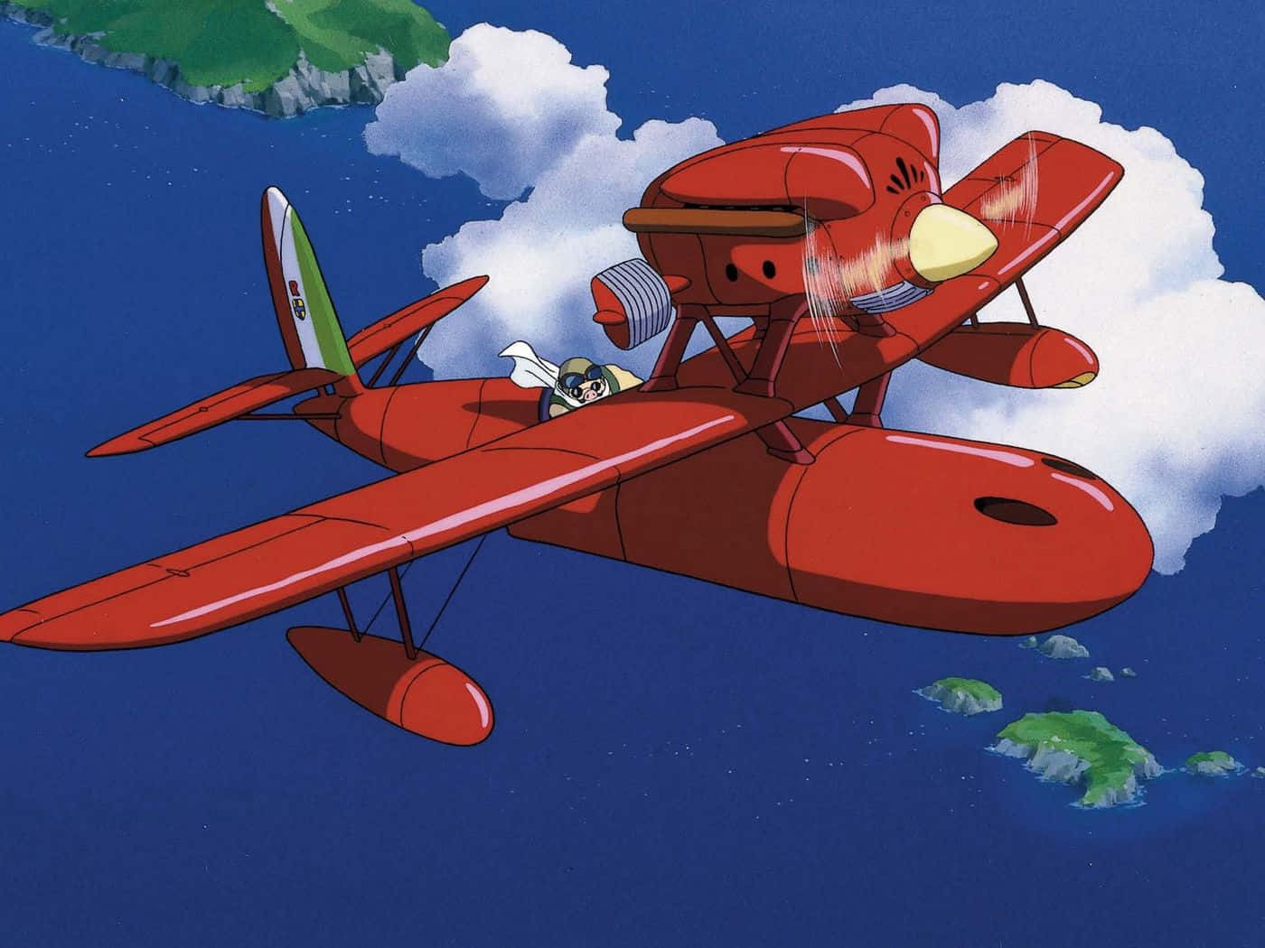 Porco Rosso Flying Over The Adriatic Sea Wallpaper