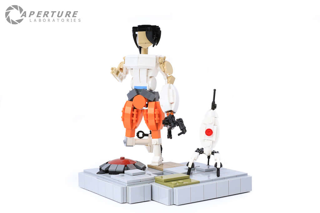 Portal Characters In Action: Chell And Glados Wallpaper