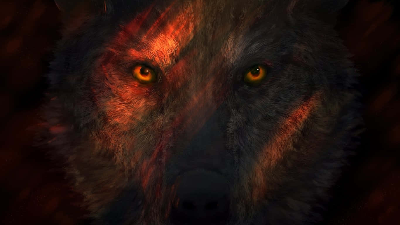 Portrait Of A Magnificent Red Wolf Wallpaper