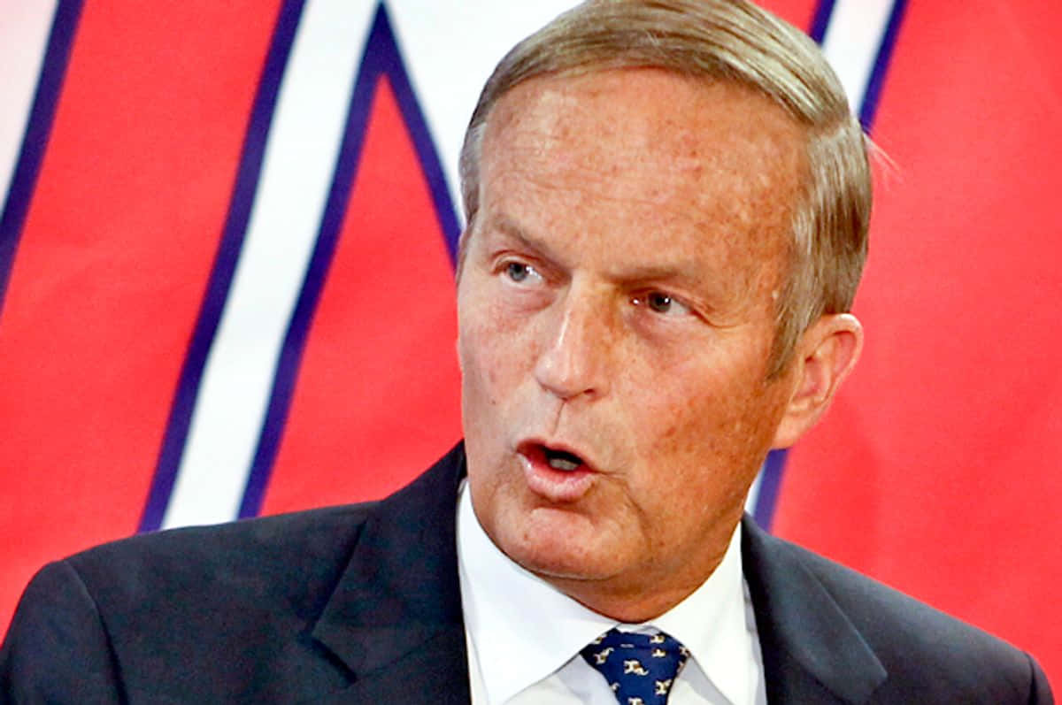 Portrait Of Todd Akin Against A Red & White Background Wallpaper