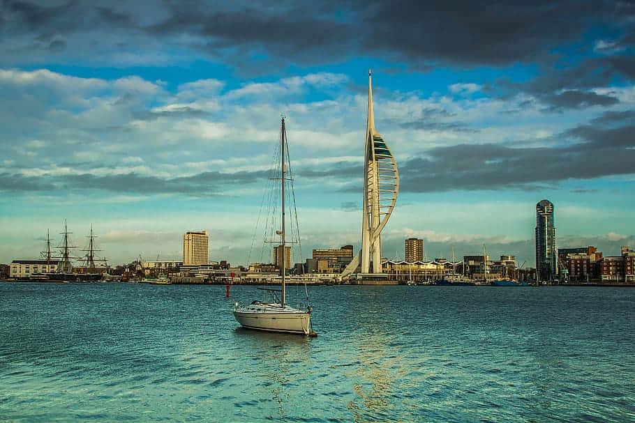 Portsmouth Harbor Spinnaker Tower Sunset Wallpaper