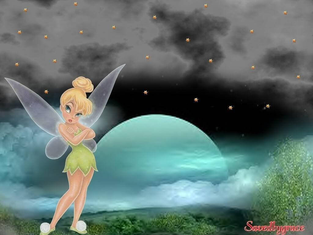 Pouty Tinkerbell In Night Sky Wallpaper