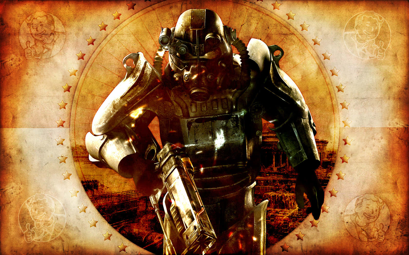 Power Armor Wasteland Patriotism Wallpaper