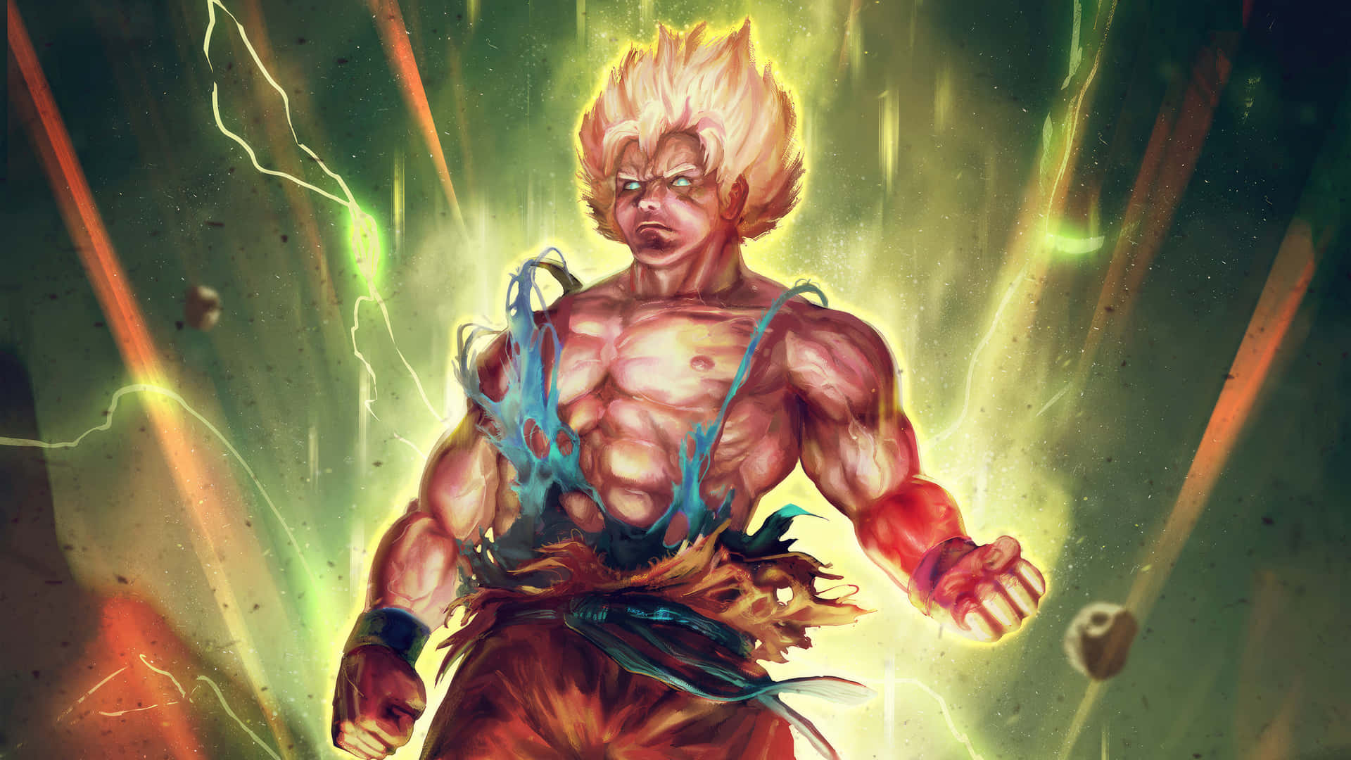 Power Up To Super Saiyan With This Iconic Anime Illustration! Wallpaper