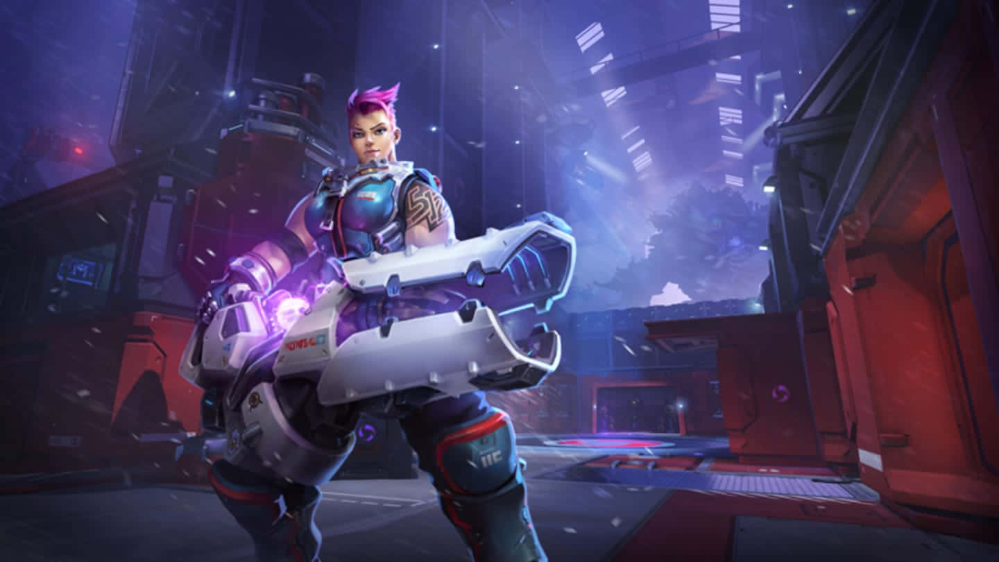 Powerful Zarya Unleashes Her Might In Overwatch Wallpaper