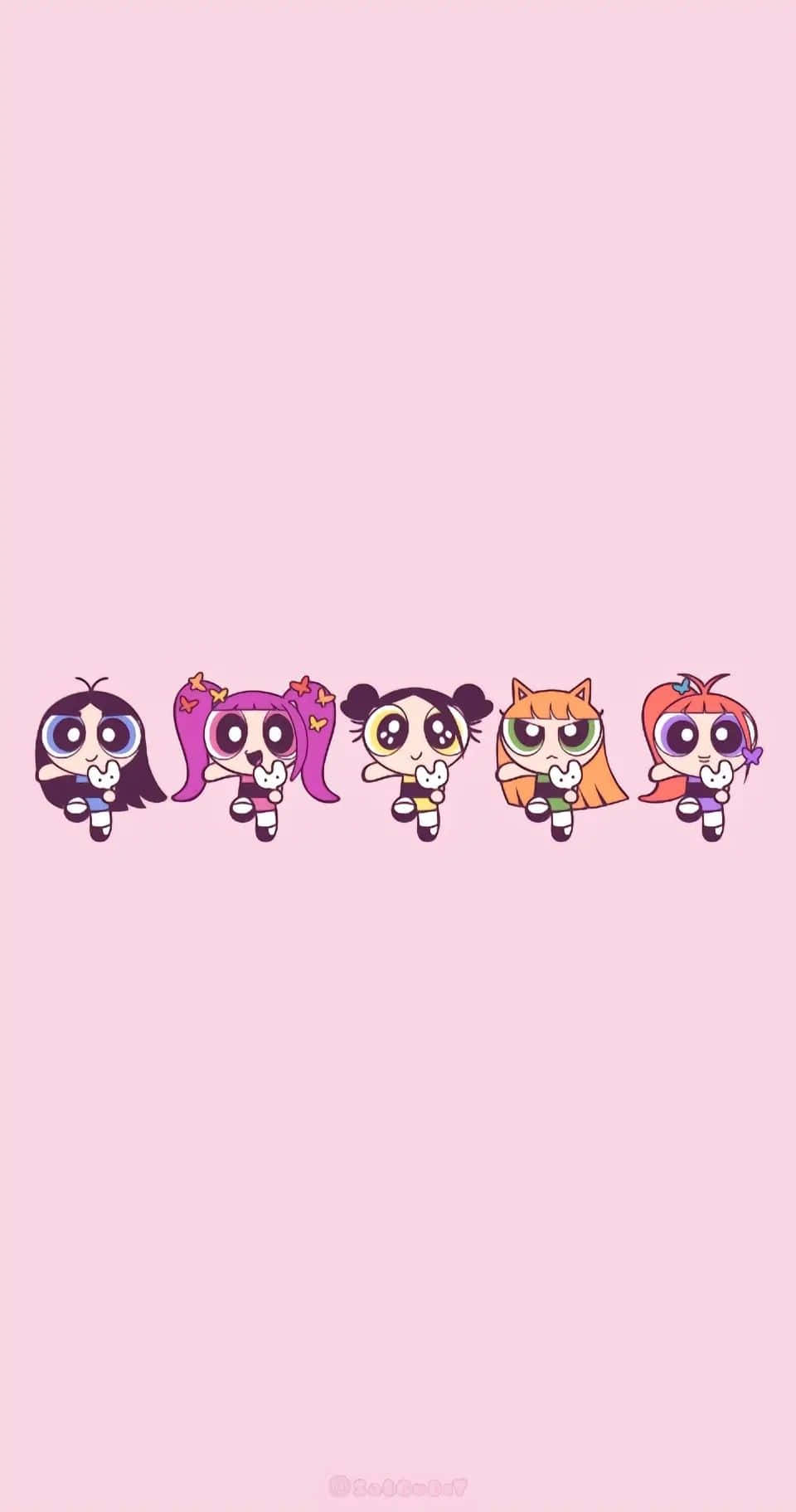 Powerpuff Girlsand Friends Pink Background Wallpaper