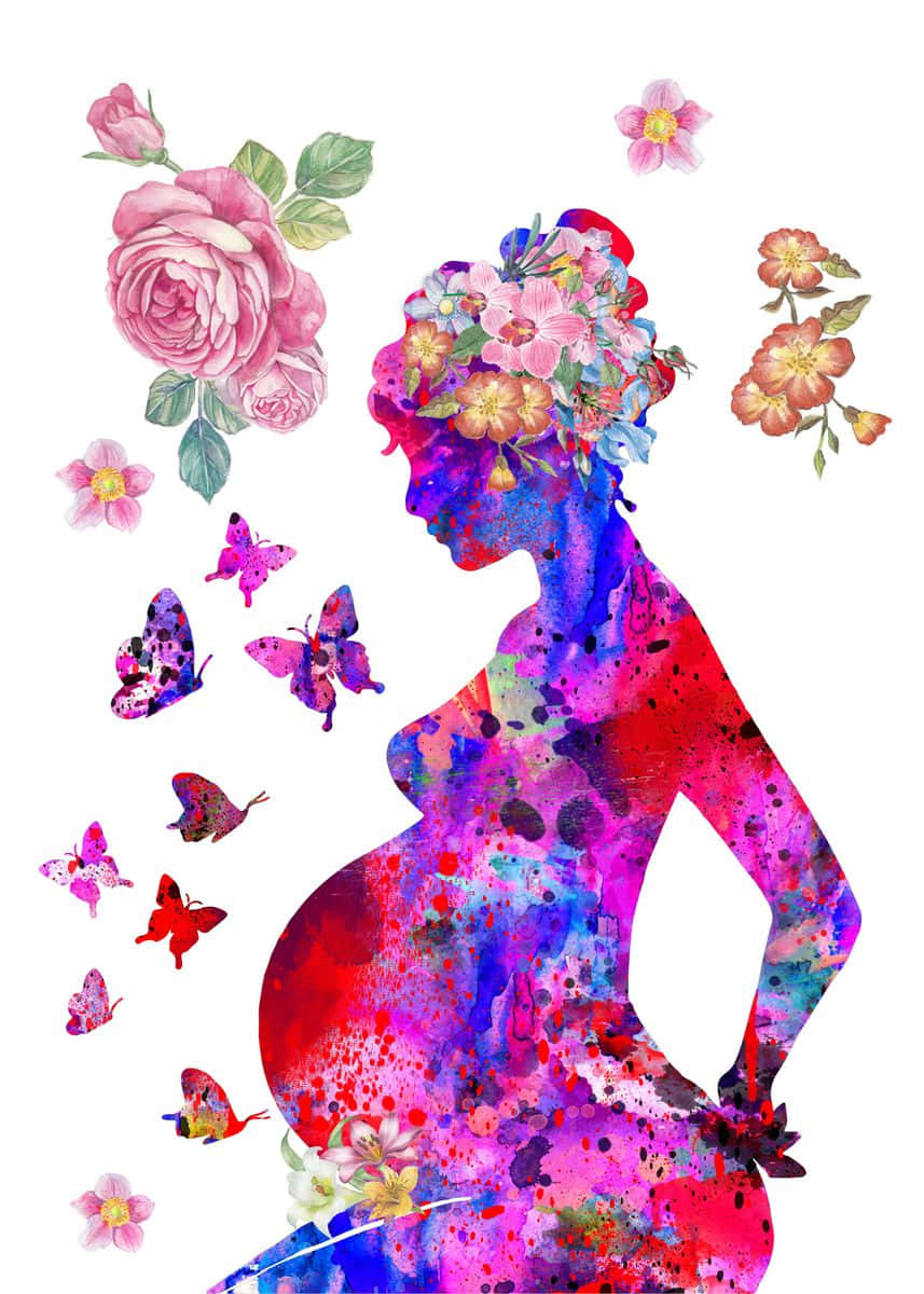 Pregnant Woman Drip Painting Digital Art Wallpaper