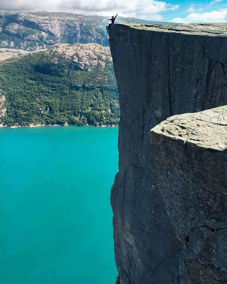 Preikestolen Cliff Overlook Norway Wallpaper