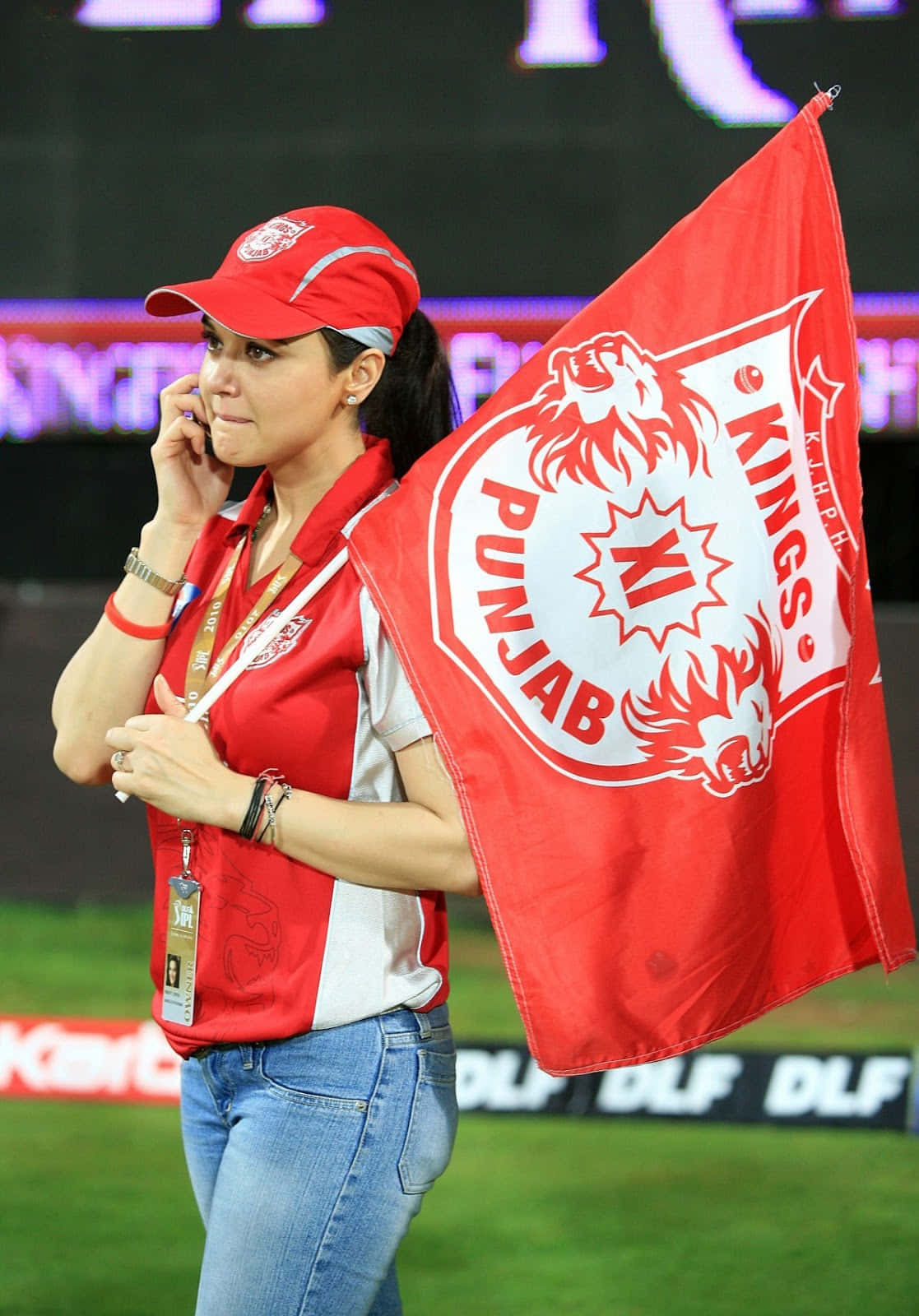 Preity Zinta Punjab Kings Flag Wallpaper