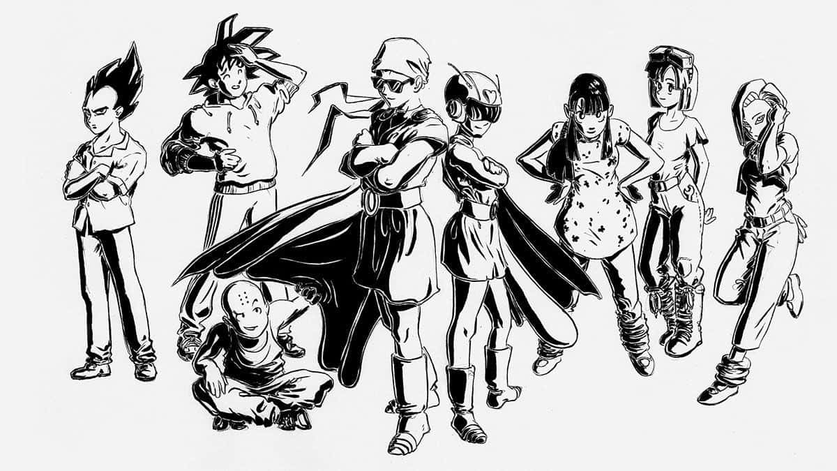 Prepare To Enter The World Of Dragon Ball Black And White Wallpaper