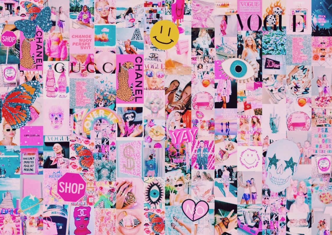 Preppy Intense Collage Desktop Wallpaper