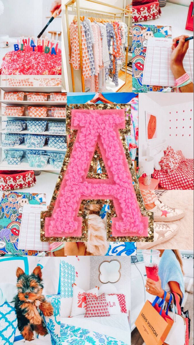 Preppy Letter A Collage Wallpaper