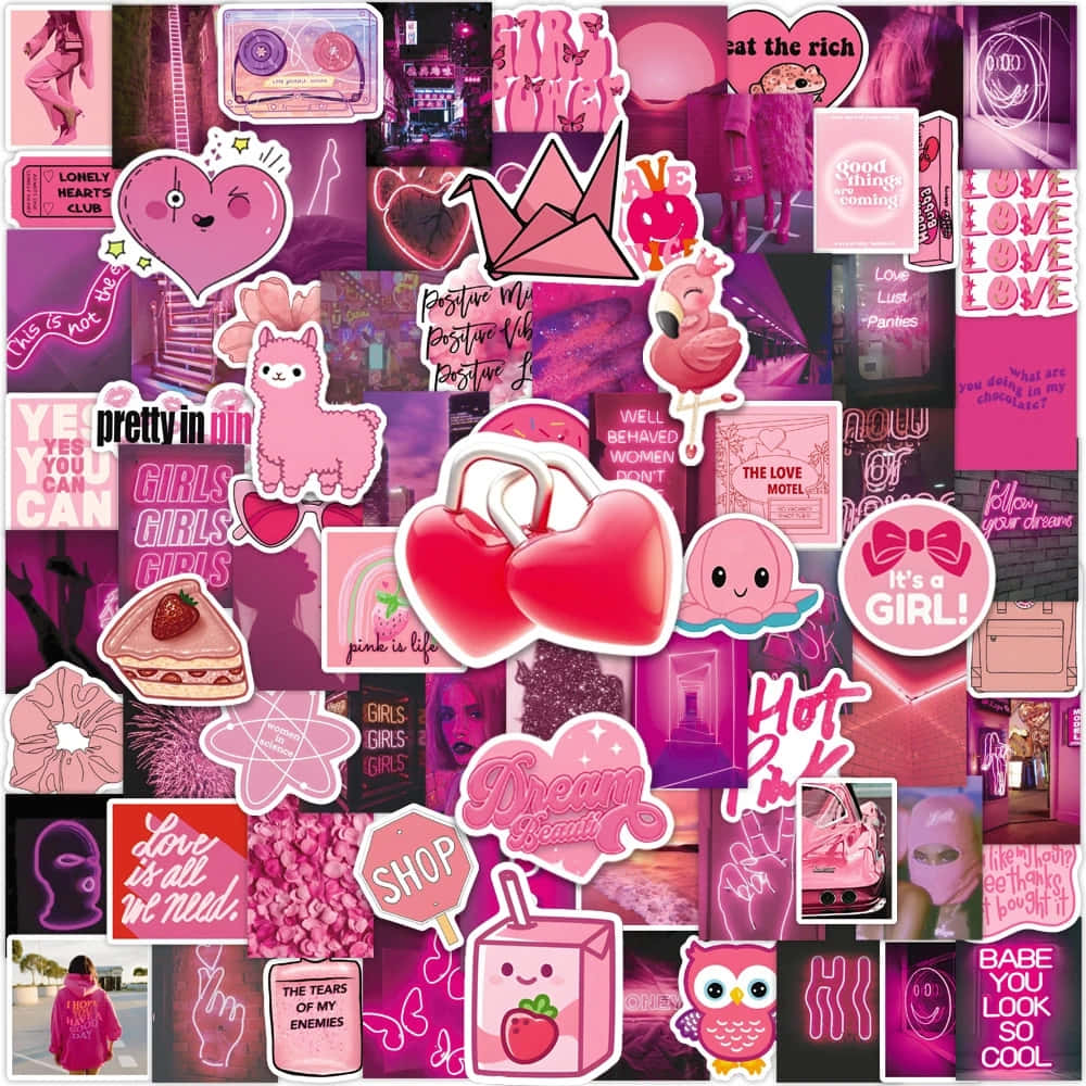 Preppy Pink Aesthetic Collage Wallpaper