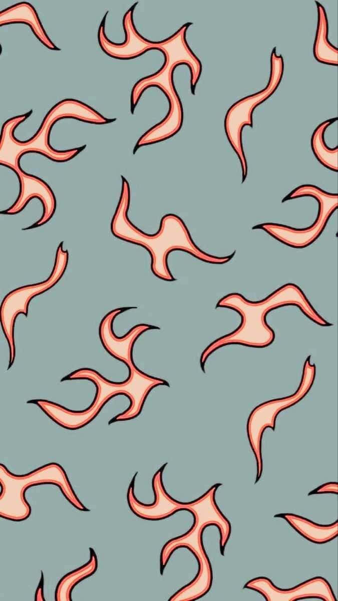 Preppy Pink Flame Pattern Wallpaper