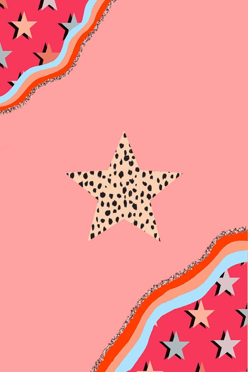 Preppy Pink Stars Aesthetic Wallpaper