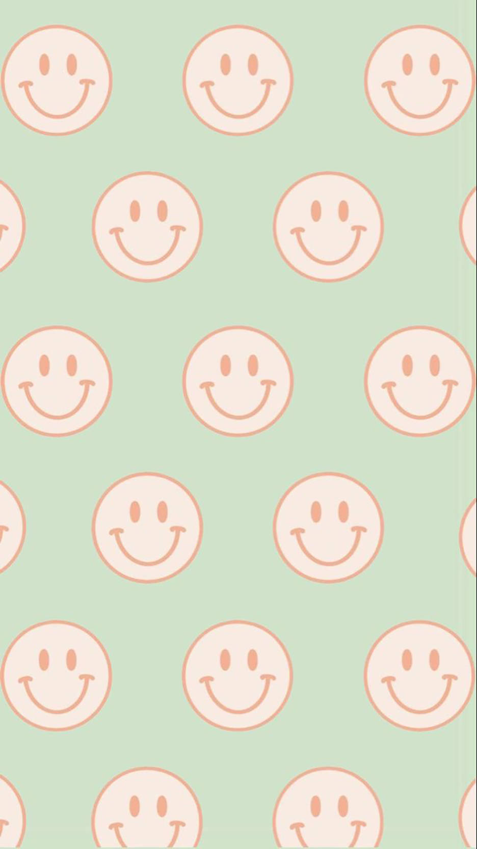 Preppy Smiley Face Light Green Pattern Wallpaper