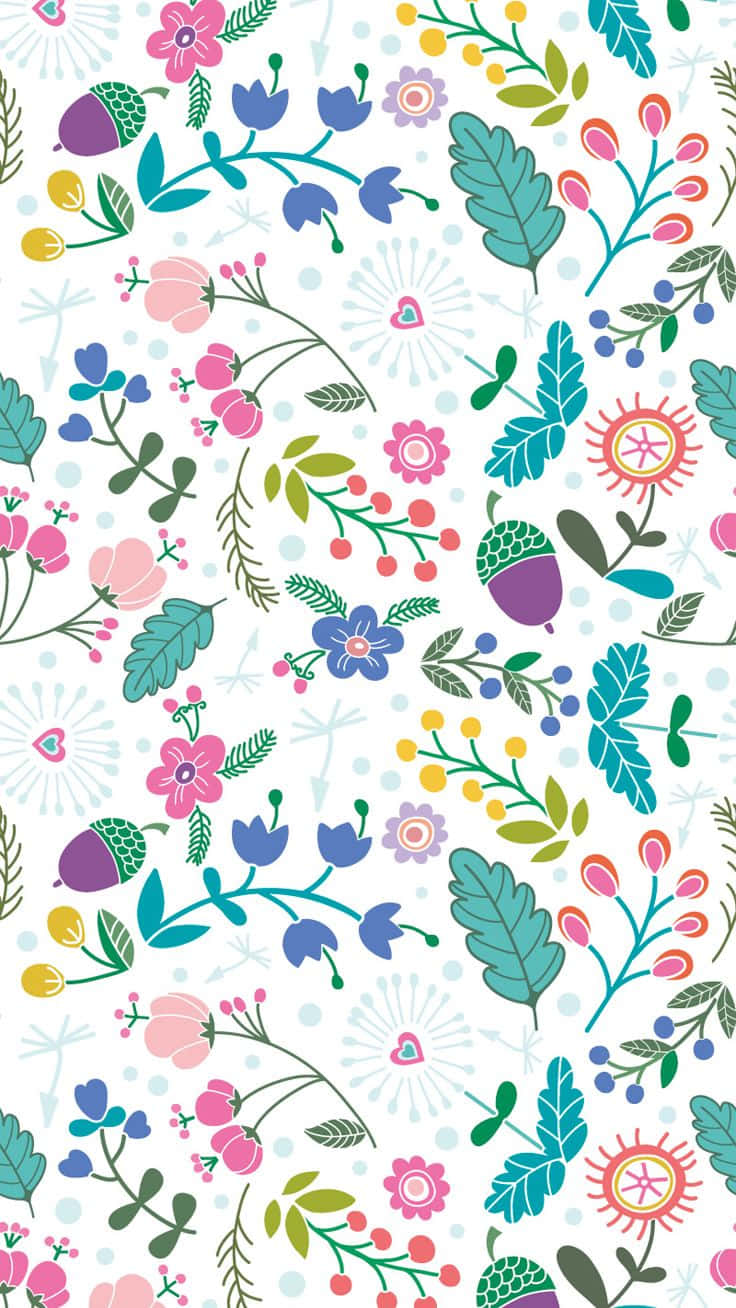 Preppy Spring Floral Pattern Wallpaper