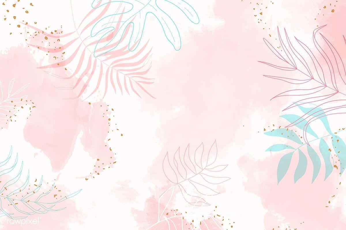 Preppy Spring Pastel Leaf Pattern Wallpaper