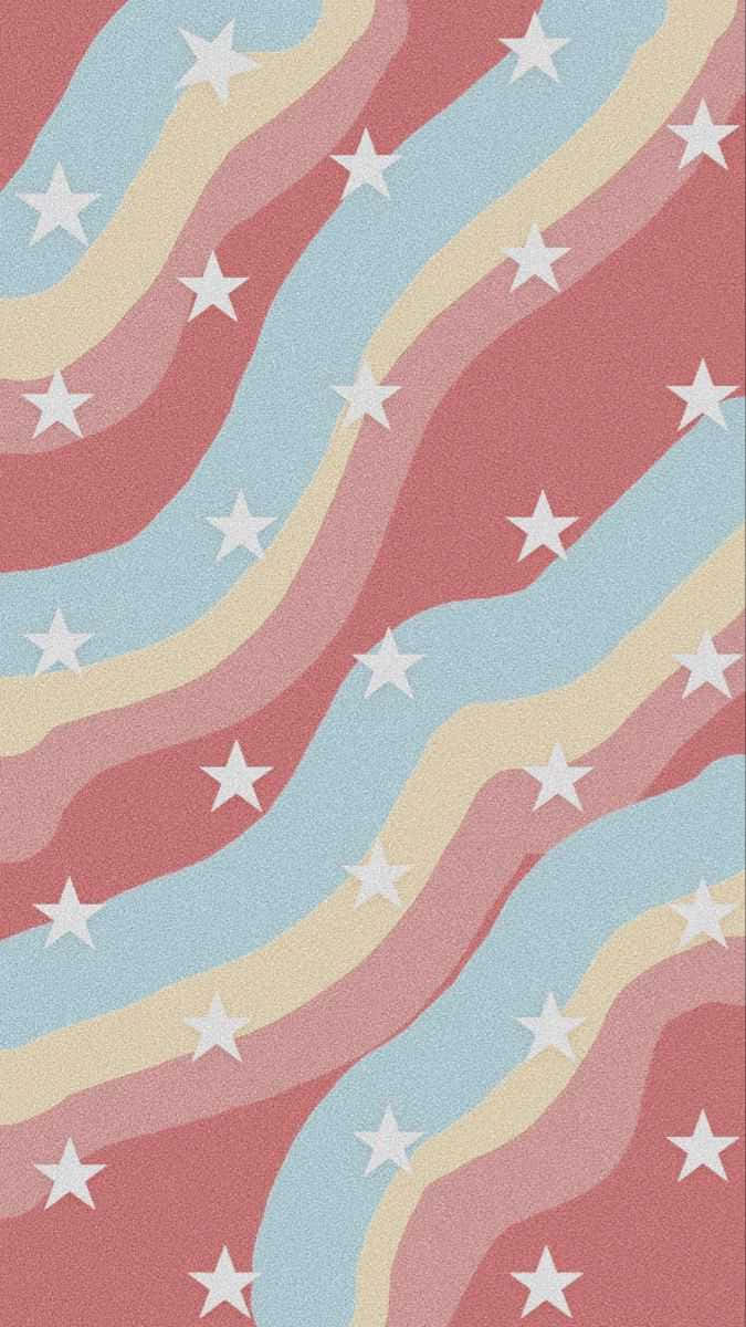 Preppy Star Pattern Wavy Background Wallpaper