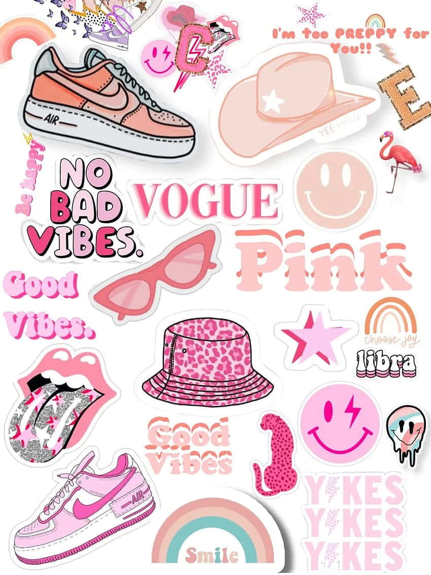 Preppy Sticker Collagei Pad Wallpaper Wallpaper