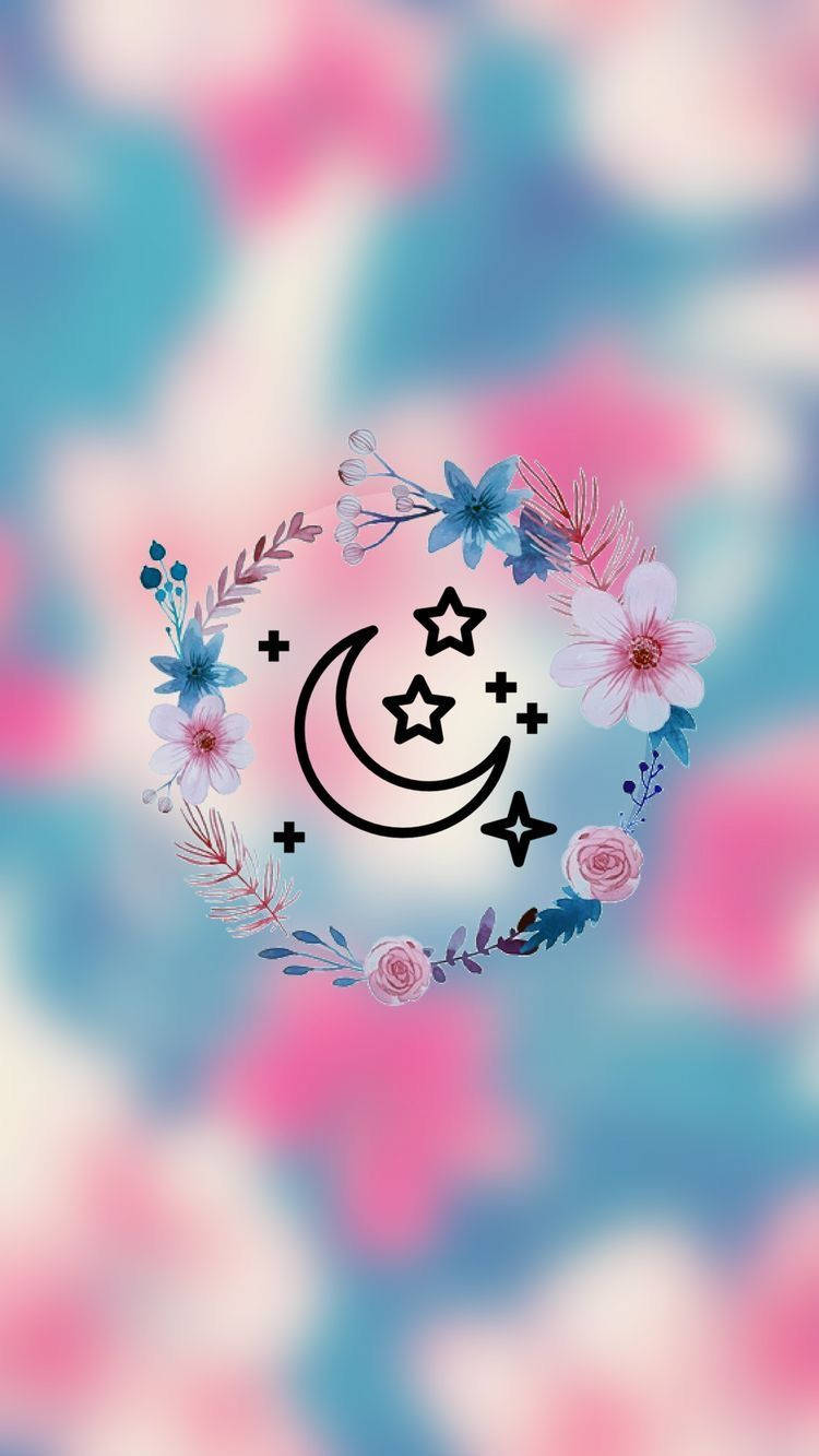 Pretty Phone Crescent Moon And Stars Wallpaper