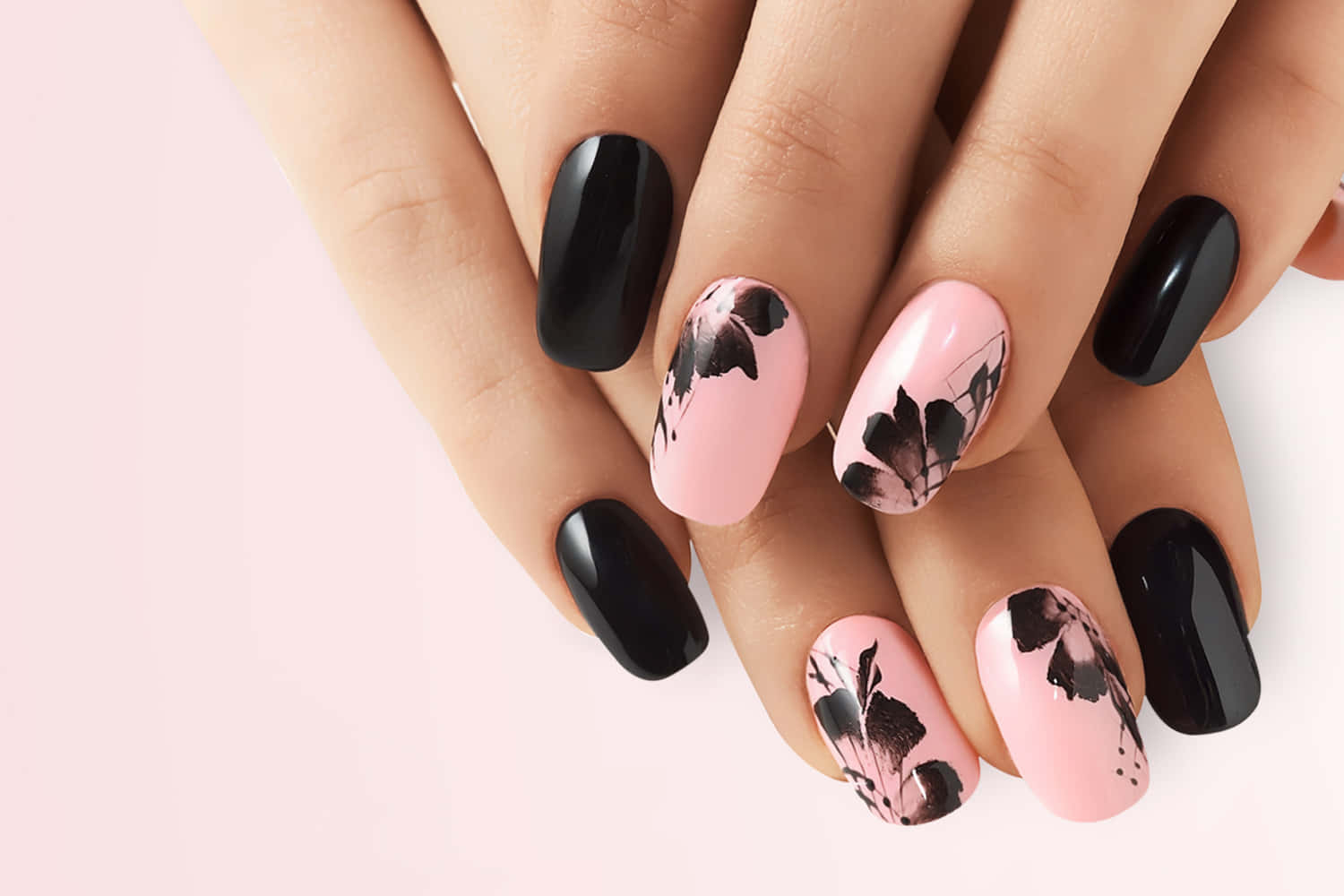 Pretty Pink Nails With Stylish Nail Art Wallpaper