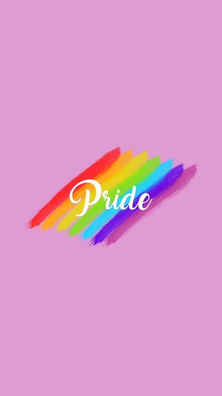 Pride - Rainbow Paint Brush On Pink Background Wallpaper