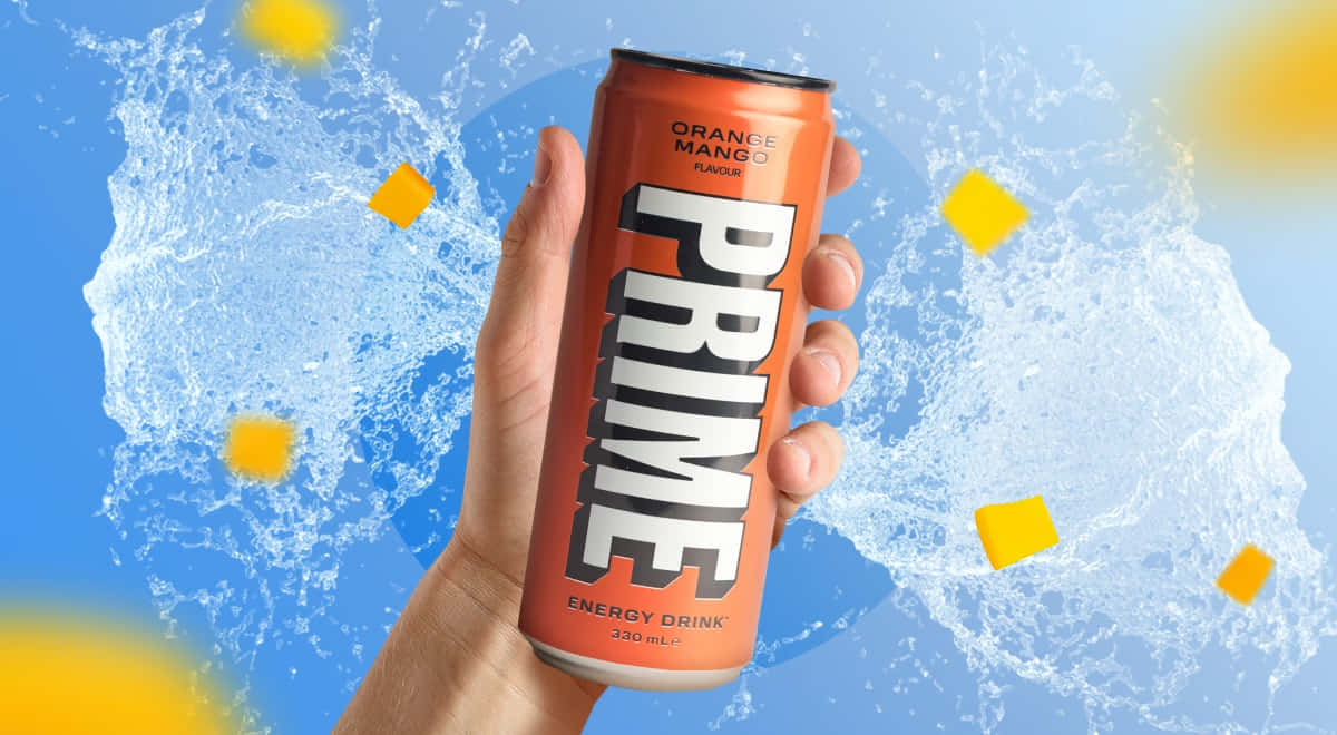 Prime Energy Drink Orange Mango Splash Wallpaper