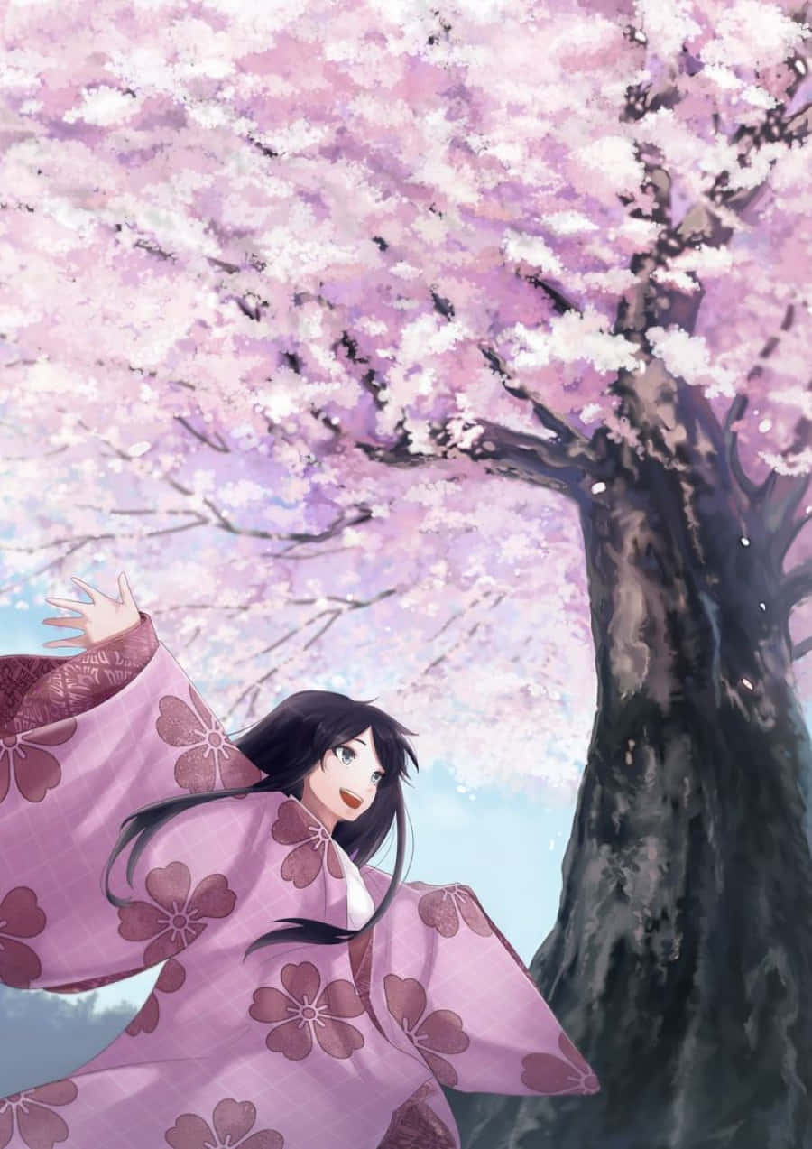 Princess Kaguya And Her Guardian In An Ethereal Forest Scene. Wallpaper