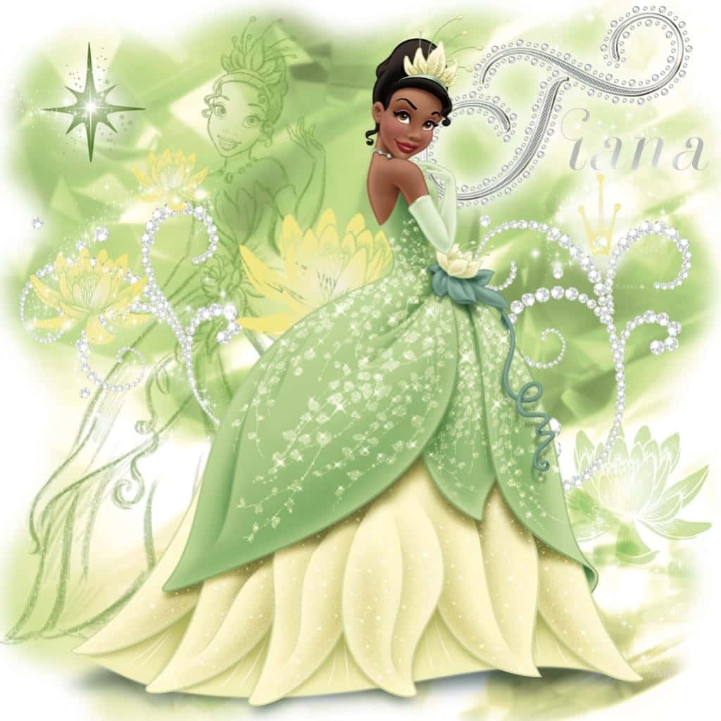 Princess Tiana Green And White Poster Wallpaper