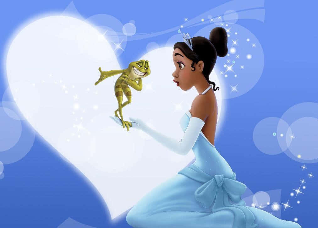 Princess Tiana In A Sparkling Green Gown Wallpaper