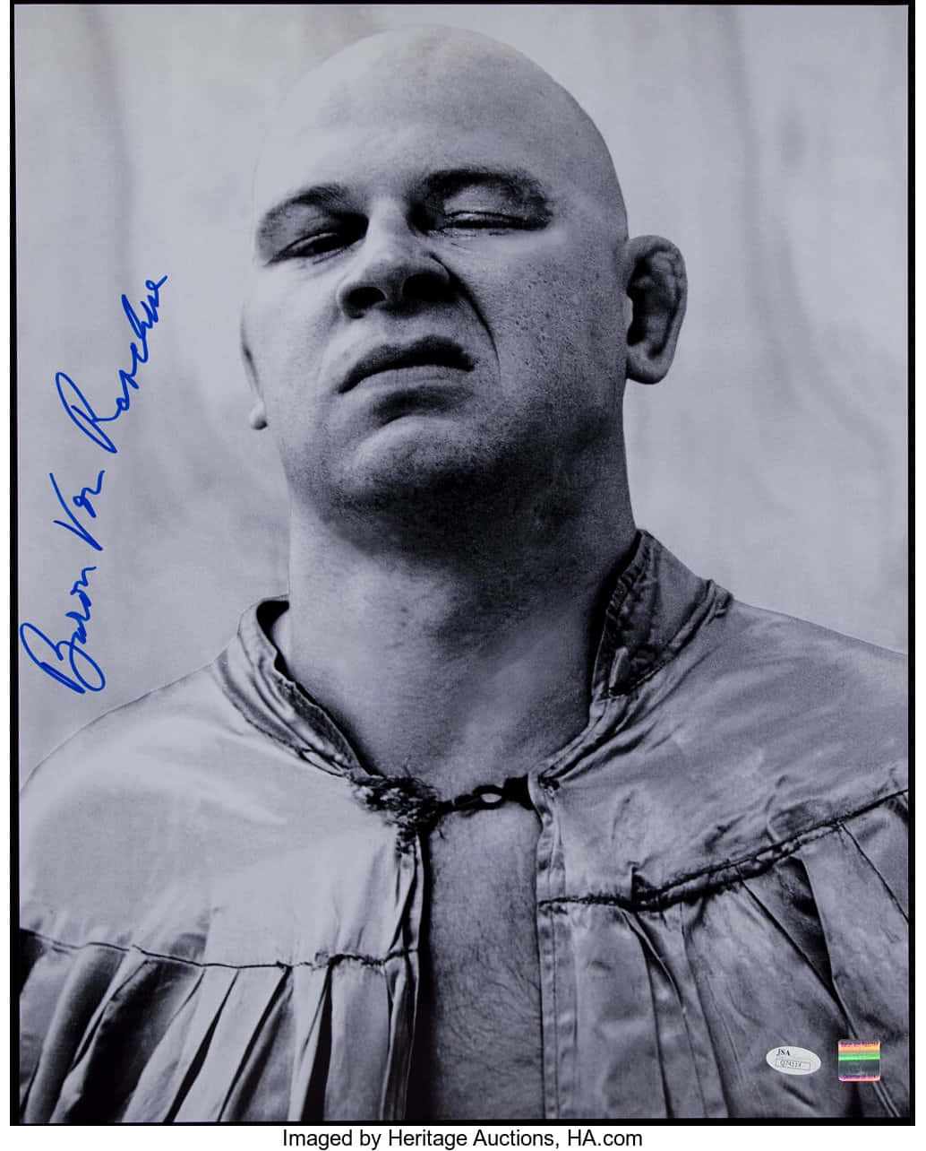 Pro Wrestler Baron Von Raschke Grayscale Autographed Portrait Wallpaper