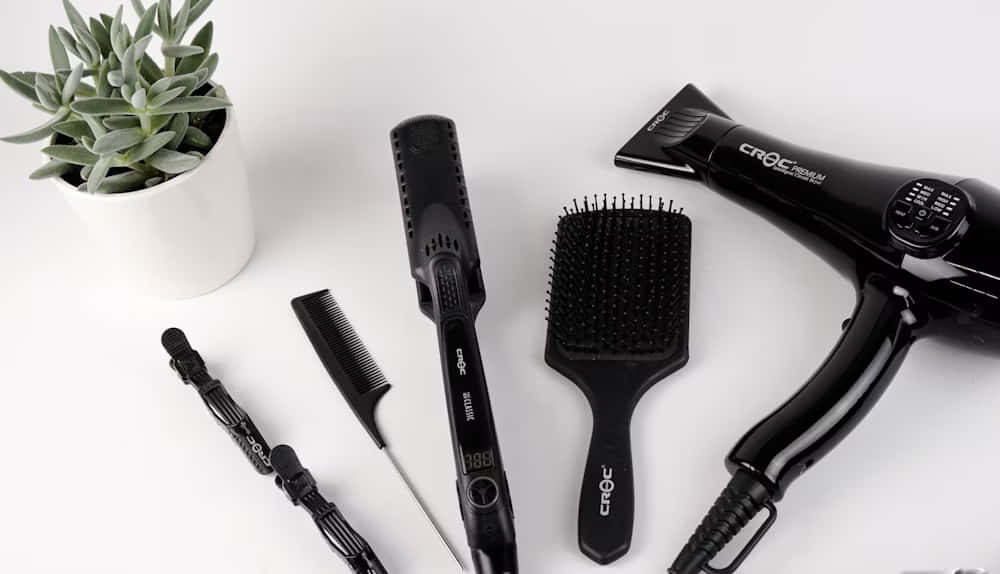 Professional Hair Styling Tools Flatlay Wallpaper