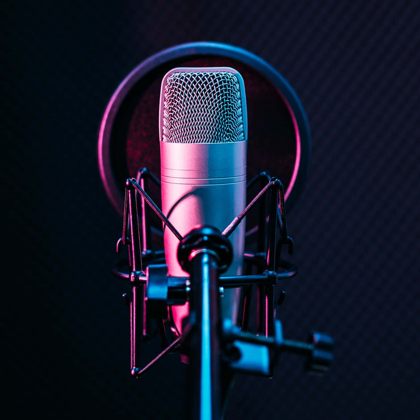 Professional Podcast Microphone Dark Background Wallpaper